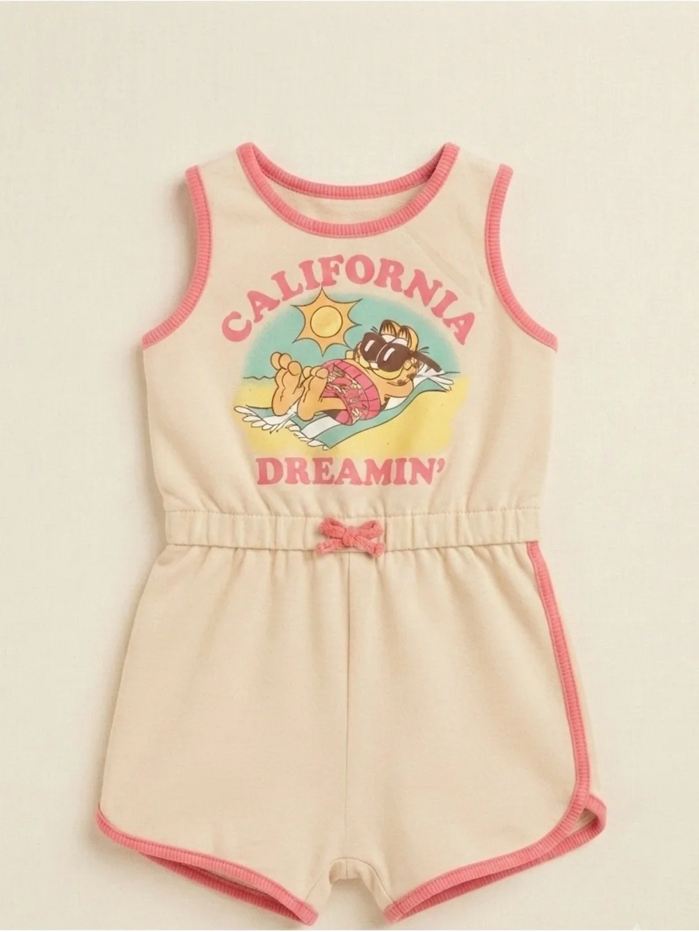 California Dreamin' Pink-Trim Girls' One-Piece Romper